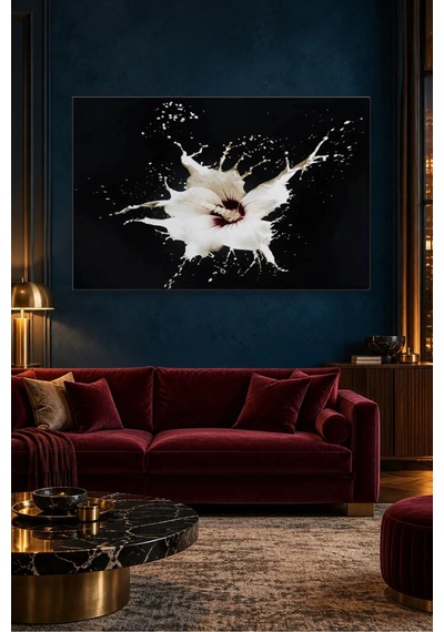 Fida Siyah Fonda Beyaz Sıçrama Canvas Tablo