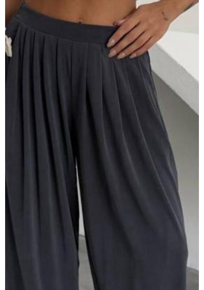 Feela Moda Premium Modal Kumaş Pileli Şalvar Kadın Pantolon 2012 Antrasit