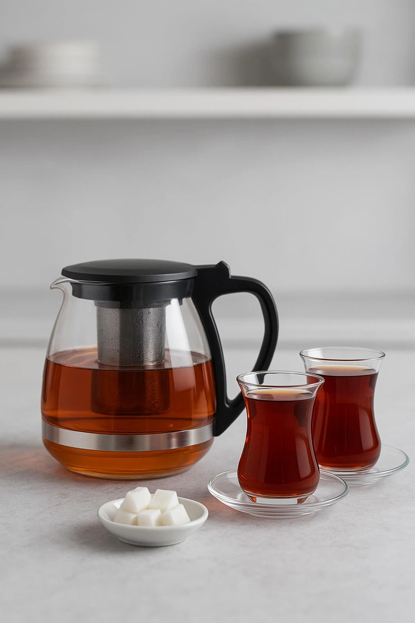 Cam Demlik 700 Ml Siyah Kapaklı Siyah