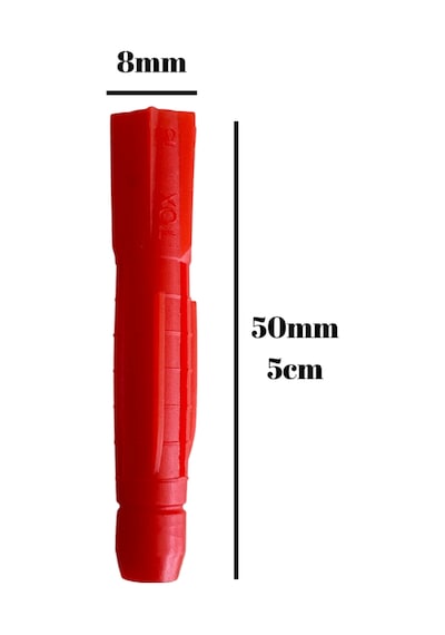 Tri Tox Roket Kırmızı 8mm Dübel Beton Tuğla Briket Dubeli 8mm Kırmızı Roket 5 Adet