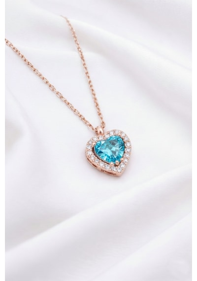 Çekirdekjewelry 925 Ayar Gümüş Rose Kaplama Kalp Kolye Rose Akua