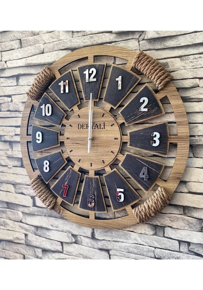 Ahşap Duvar Saati 50 Cm Siyah