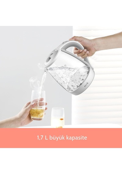 Deerma Sh30w 1,7lt Mavi Işıklı Cam Kettle & Su Isıtıcı