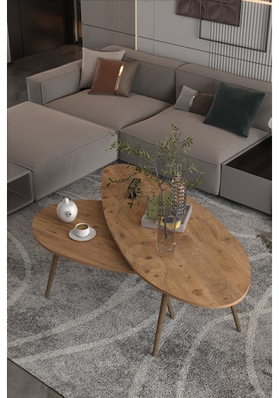 Orta Sehpa Seti Modern 2 Li Ahşap Ayaklı Salon Oturma Odası Dekoratif Sehpa Takımı 8888 Ceviz Efes Kahverengi Orta Sehpa Seti Modern 2 Li Ahşap Ayaklı Salon Oturma Odası Dekoratif Sehpa Takımı 8888 Ceviz Efes Kahverengi