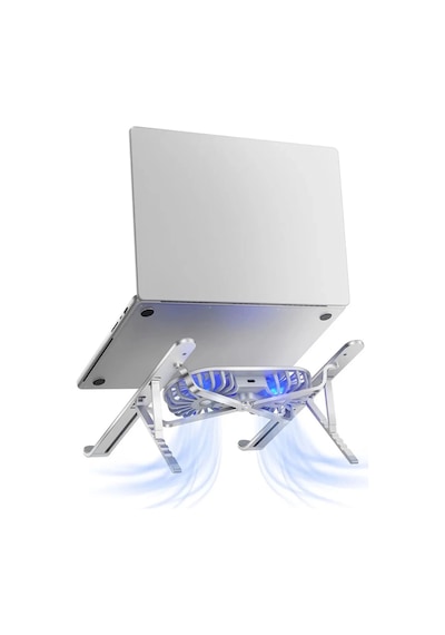 Alüminyum Katlanır Fanlı 6 Kademeli Laptop Apple Uyumlu MacBook Notebook Yükseltici Tutucu Stand