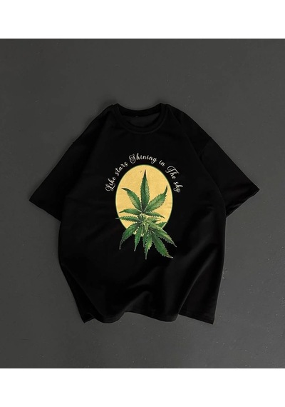 Erkek Baskılı T-shirt Kısa Kol Bisiklet Yaka Regular Fit Yazlık Tişört - Siyahsiyah Siyah