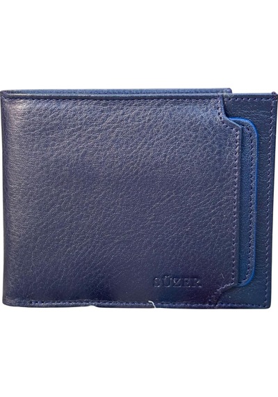Lacivert Hakiki Deri Çıkarılabilir Kartlıklı Yatay Klasik Erkek Cüzdan - 3003-laci Lacivert