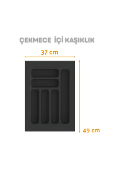 Çekmece İçi Kaşıklık Ve Kepçelik Düzenleyici Antrasit 37x49 Cm 36,5x40 Cm Kadar Kesilebilir Antrasit