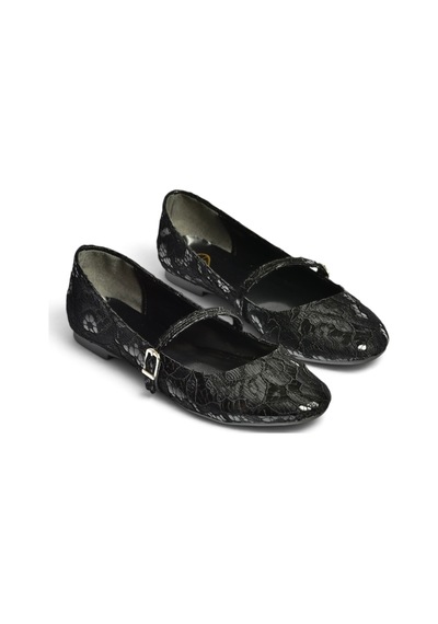 Fox Shoes Z726232704 Siyah Kumaş Bantlı Kadın Babet