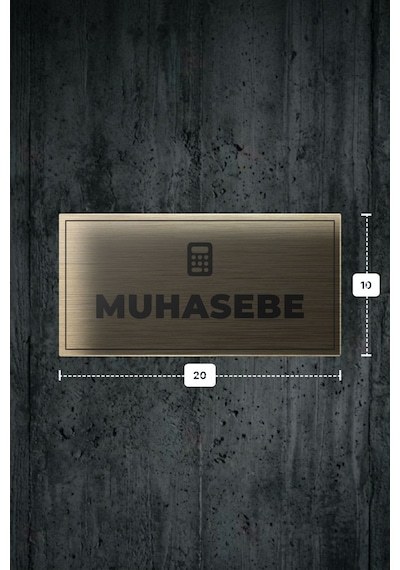 Muhasebe Yazılı - Metal - Gold Renk - Kapı İsimliği - 20x10 Cm