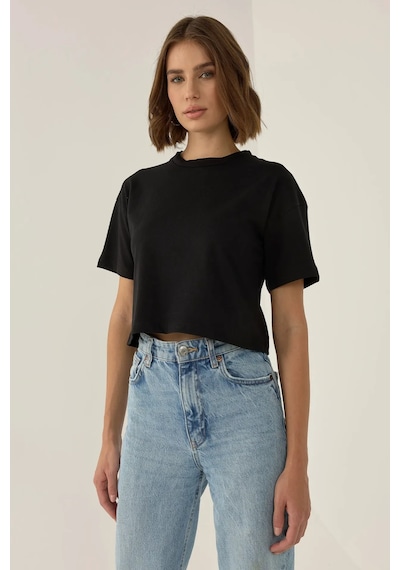 Hiccup Basic Bisiklet Yaka Kısa T-shirt Siyah