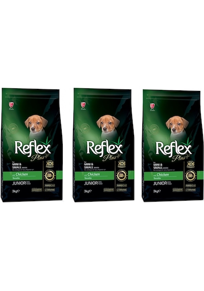 Reflex Plus Tavuklu Mini Küçük Irk Yavru Köpek Maması 3 x 3 KG