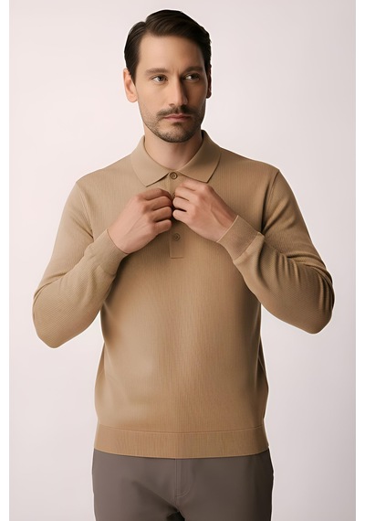 İgs Açık Kahve Standart Fit Dar Kalıp Polo Yaka Düz Uzun Kollu Triko-21903 Kahverengi İgs Açık Kahve Standart Fit Dar Kalıp Polo Yaka Düz Uzun Kollu Triko-21903 Kahverengi