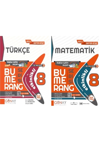 Günay Yayınları 8. Sınıf Bumerang Serisi Türkçe - Matematik Konu Anlatımlı Ve Etkinlikli Soru Bankası 2 Kitap