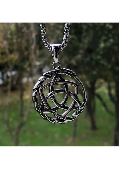 Ouroboros Triquetra Viking Kelt Üçlüsü Paslanmaz Kararmaz 316l Çe Çok Renkli