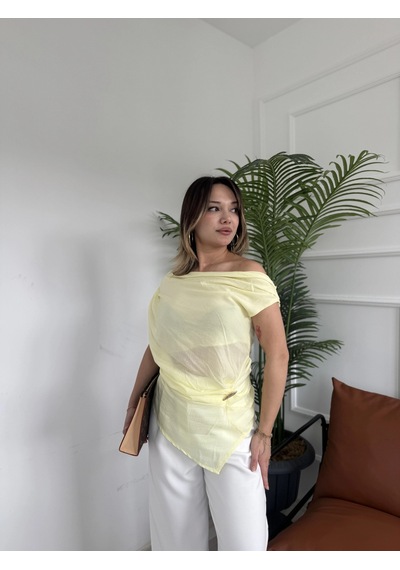 Keymoda Kadın Toka Detaylı Cape Bluz Sarı