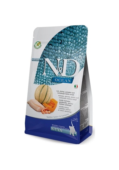 Ayrex Ocean Kuru Kedi Maması, Morina Balığı, Karides, Balkabağı Ve Kavunlu, Yavru Kedi, 1.5 Kg
