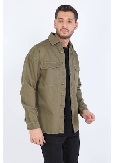 Erkek Oversize Jean Gömlek Haki 001