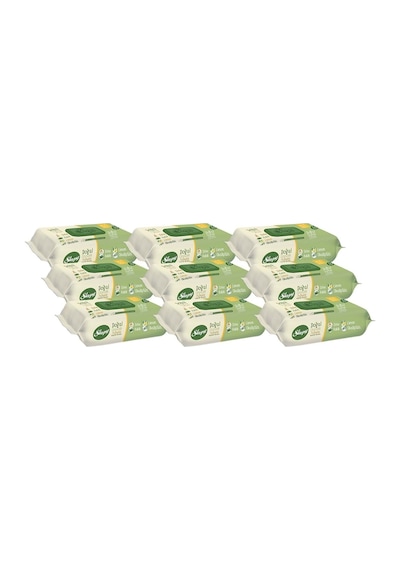 Sleepy Islak Havlu Mendil Doğal Organik Pamuklu 50 Yaprak Plastik Kapaklı (9 Lu Set)