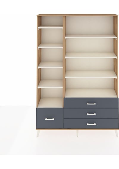 Arges Dolap 9 Raflı 4 Çekmeceli 132x30x195 Çam-aytaşı/antrasit Çam