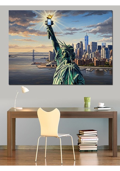 Ahşap Tablo Özgürlük Anıtı Ve New York