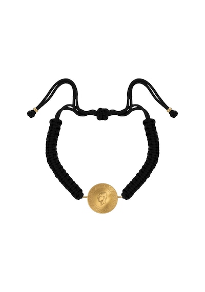 Agakulche 22 Ayar Çeyrek Altınlı Siyah İpli Bileklik