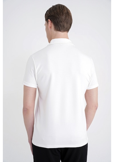Efor Slim Fit Esnek Pamuklu Fermuarlı Ekru Polo Yaka Tişört Ts 926