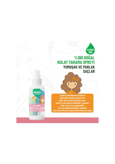 Siveno %100 Doğal Kolay Tarama Spreyi Çocuklar İçin Nemlendirici Hindistan Cevizi Yağlı 100 ml