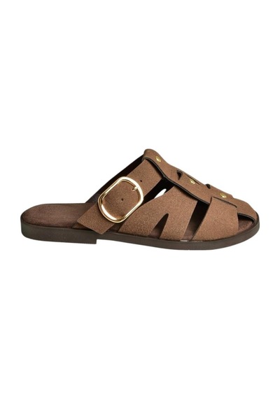 Fox Shoes U458334202 Kahverengi Süet Önü Kapalı Kadın Terlik Kahverengi-süet