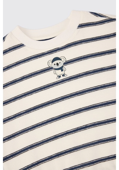 Panço Erkek Bebek Bisiklet Yaka Baskı Detaylı Ekru Sweatshirt 2621bb08015 Krem