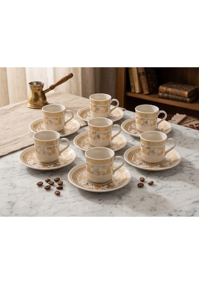 Aryıldız Cousine&culture Sema Desen6 12 Parça 6 Kişilik Kahve Fincan Takımı - 90 Ml Diğer