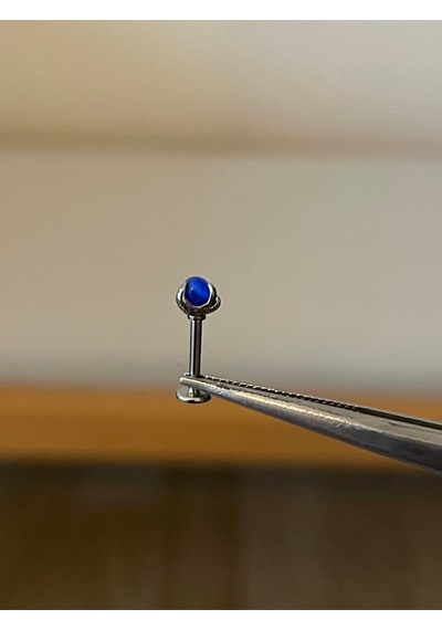 316 L Cerrahi Çelik Pençe Modeli Doğal Lacivert Taşlı Kıkırdak Helix Tragus Piercingi Lacivert