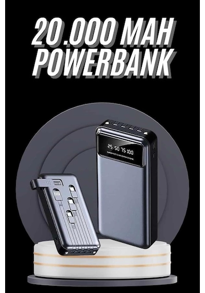 Hızlı Şarj Özellikli 20.000 Mah Dijital Göstergeli Usb Girişli Android Ve İos Uyumlu Powerbank Çok Renkli