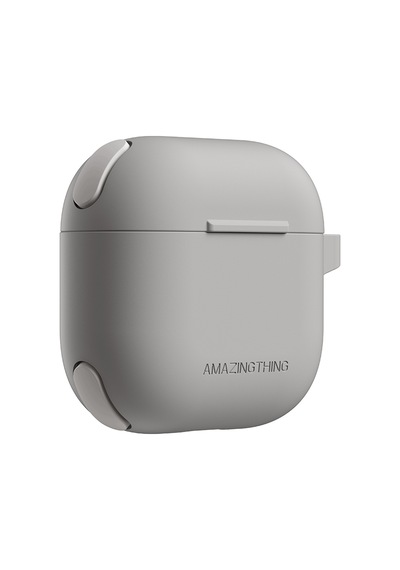 Apple Uyumlu AirPods 4 Kılıf Amazingthing Airbag Köşe Tasarımlı Omni Serisi Silikon Kılıf Gri