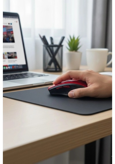 Durukar Kırmızı Renkli Baş Parmak Destekli Ergonomik Sessiz Kablosuz Mouse Usb Alıcılı, Ofis Ve O