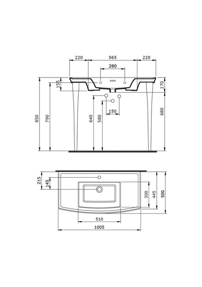 Bocchi Lavita Lavabo 100 CM Parlak Beyaz 1168-001-0126