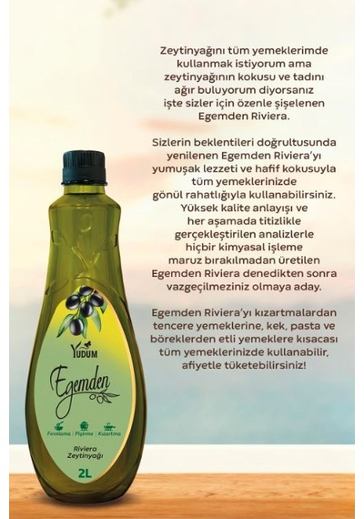 Yudum Egemden Riviera Zeytinyağı Pet 2 L