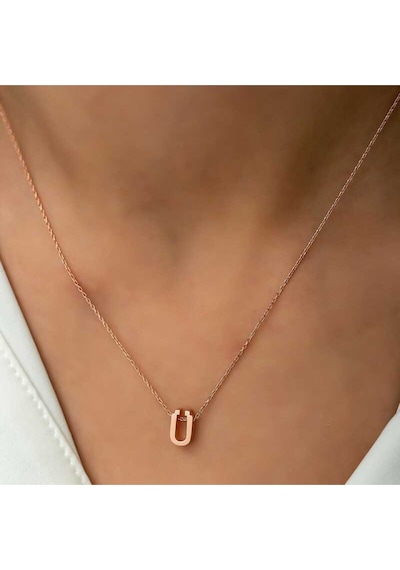 Casera's Gümüş Rose 3 Boyutlu Ü Harf Kadın Kolye Csr2183781 Gümüş