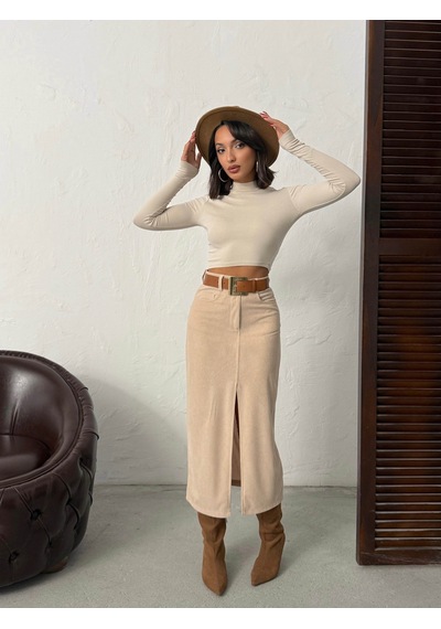 Verymoda Fitilli Kadife Etek F2033 Taş