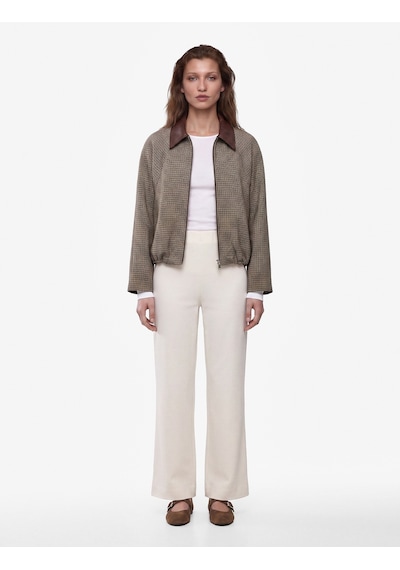 Koton Normal Bel Straight Fit Geniş Paça Kumaş Pantolon Ekru 7wak40130ek