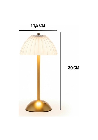 Lb Uzun Mantar Çizgili Model Led Masa Lambası Dokunmatik, 3 Renk Işık Modlu, Şarjlı Dekoratif Gece Lambası Çok Renkli