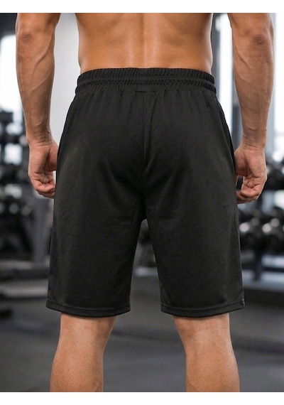 Sapeur Erkek Spor Şort - Slim Fit Antrenman & Fitness Şortu Siyah