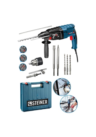 Steiner 4000 W Darbeli Kırıcı Delici Matkap + Mandren + 5 Parça Uç
