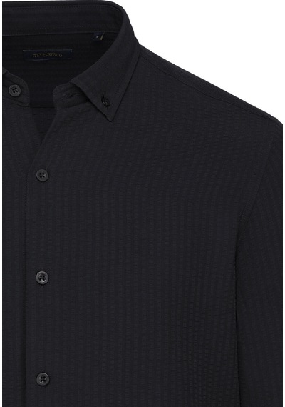 Hatemoğlu Siyah Comfort Fit Düğmeli Yaka Uzun Kollu Casual Gömlek 4111999