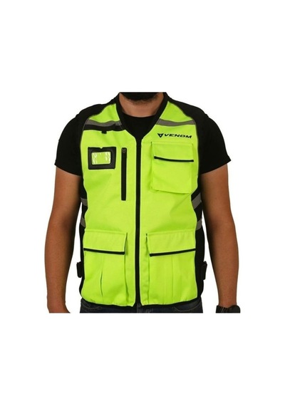 Venom Motosiklet Yelek Reflektif Neon Reflektörlü Motorcu Yelek