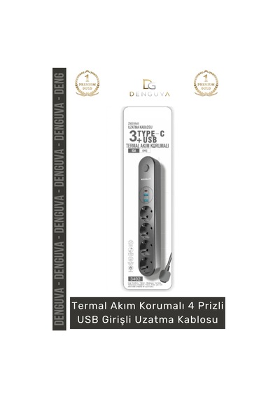 Uzatmakablo Akım Korumalı Typec Enerji İstasyonu Priz Hızlı Şarj Kablolu Usb Girişli Uzatma Kablosu Diğer