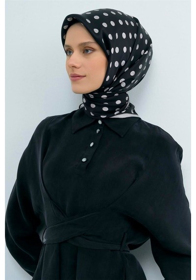 Armine İpek Eşarp 2026 Yaz - 9544-50 Siyah Taş Twill Siyah - Taş Rengi