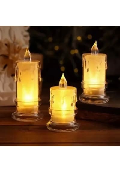 Hubrendy Emin Gerçekçi Titrek Alev Efektli Pilli Led Mum 12'li Paket