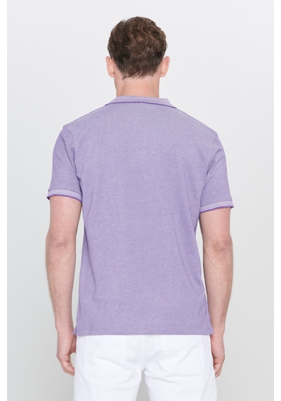 AC&Co / Altınyıldız Classics 4A4820200047MBYXL Düğmeli Polo Yaka Cepsiz Slim Fit Erkek Tişört Mor - Beyaz