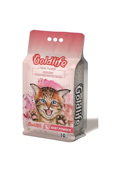 Goldlife Bebek Pudralı Kalın Taneli Topaklaşan Bentonit Kedi Kumu 10 L